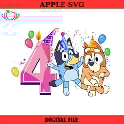 happy fourth birthday bluey bingo png