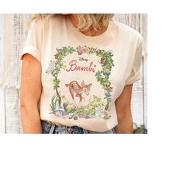 disney bambi floral portrait tshirt, cute bambi shirt, magic kingdom, disneyland family matching shirts, disney world t