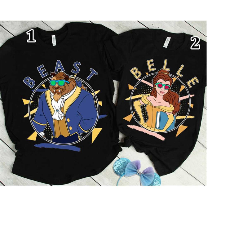 Disney Belle and The Beast 90's Portrait T-Shirt, Disney Beauty and The Beast Portrait Tee, Birthday Party Music, Disney.jpg