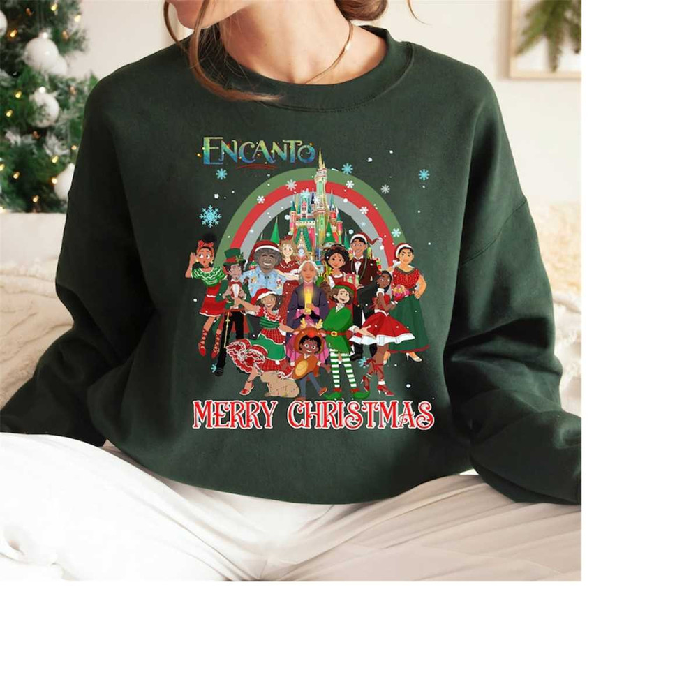 Disney Encanto Characters Merry Christmas Shirt, Encanto Christmas Lights Shirt, Disneyland Christmas Family Matching Te.jpg