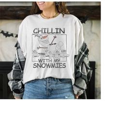 disney frozen olaf chillin with my snowmies portrait tshirt disneyland vacation holiday trip ,wdw matching shirts, magi