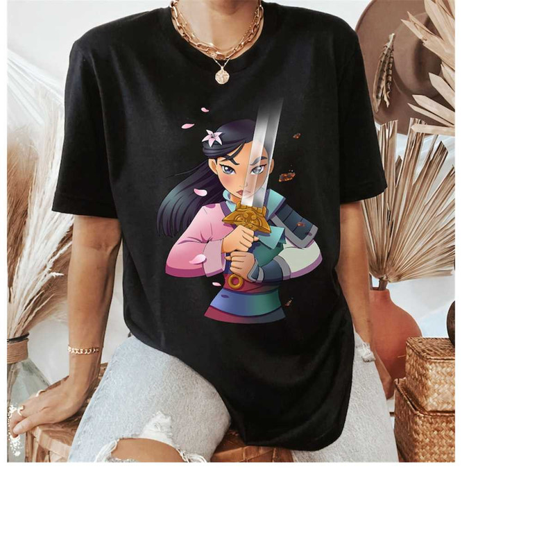 Disney Mulan Anime Half Girl Half Warrior Graphic T-Shirt, Mulan Shirt, Disneyland Holiday Vacation Gift Unisex Adult T-.jpg