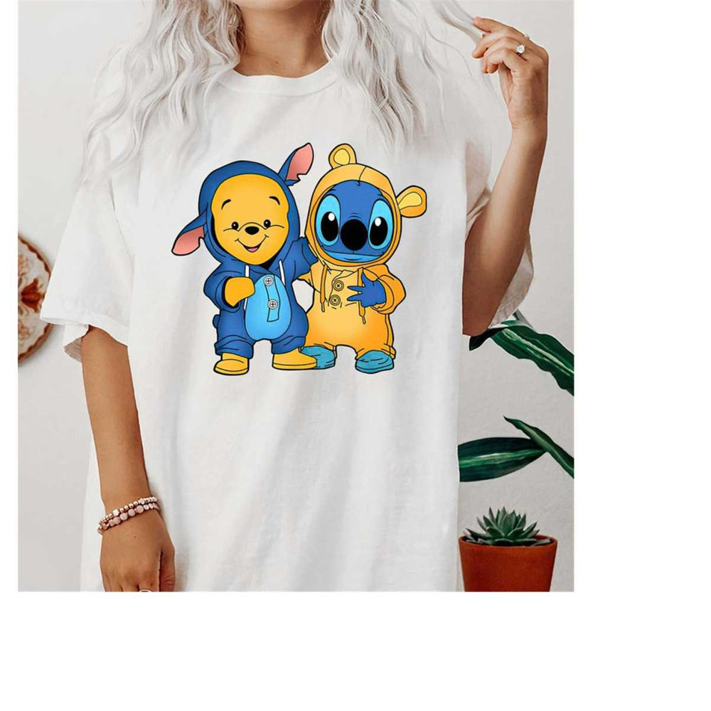 Disney Pooh And Stitch Cute Friends T-Shirt, Disney Friends Shirt, Disneyland Family Vacation, Winnie The Pooh Hoodie S 1.jpg
