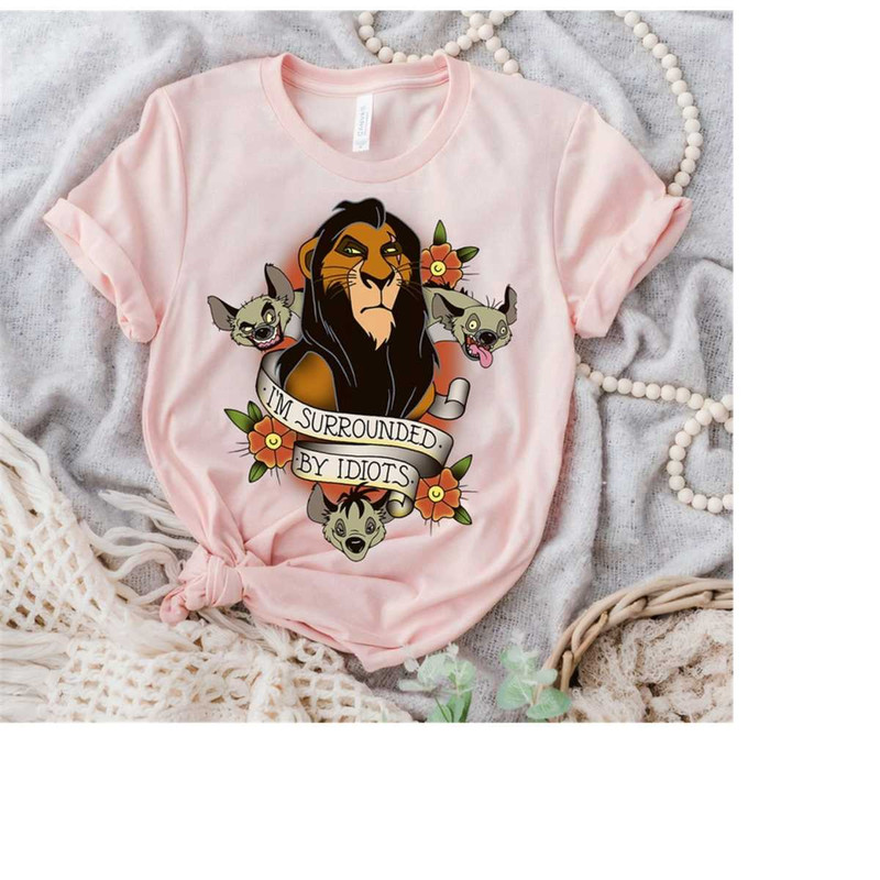 Disney The Lion King Scar I'm Surrounded By Idiots, Funny Scar Portrait Shirt,Disneyland Family Matching Shirts Unisex A.jpg