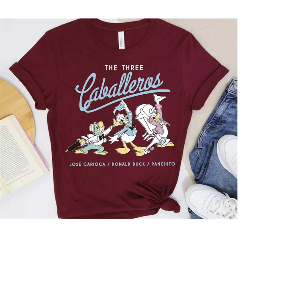 Disney The Three Caballeros Retro Donald Duck, Jose Carioca, Panchito Pistoles T-Shirt,Disneyland Family Matching Shirts.jpg