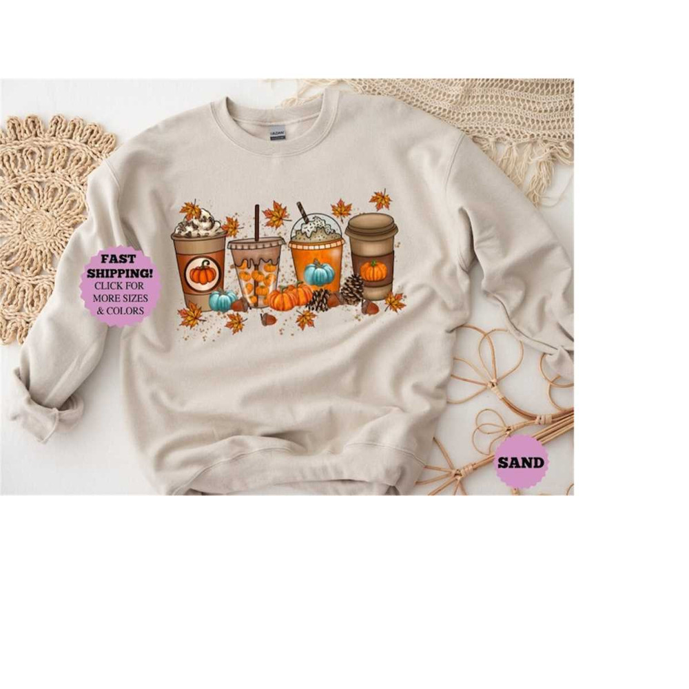 Fall Coffee Shirt, Cute Fall Sweatshirt, Thanksgiving Shirt, Halloween Shirt, Fall Sweatshirt, Coffee Lover Shirt, Pumpk.jpg