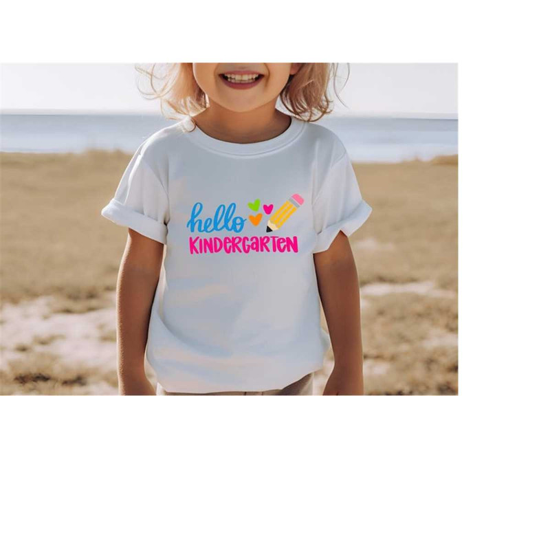 Hello Kindergarten Colorful Hearts Shirt, Back To School Tee, Welcome Kindergarten shirt, Hello Kindergarten Tee, First.jpg