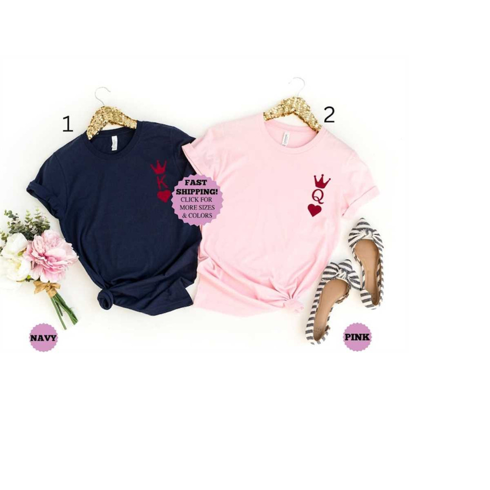 Her King and His Queen Shirt, Custom Valentine Shirts For Couples, Best Matching Couple Shirts,Valentine's Day Tee,Cute.jpg