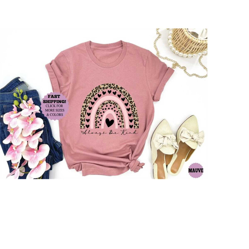Kindness Rainbow Shirt,Leopard Rainbow Shirt,Matching Valentines Couples,Heart Rainbow Valentines day Shirt,Christian Sh.jpg