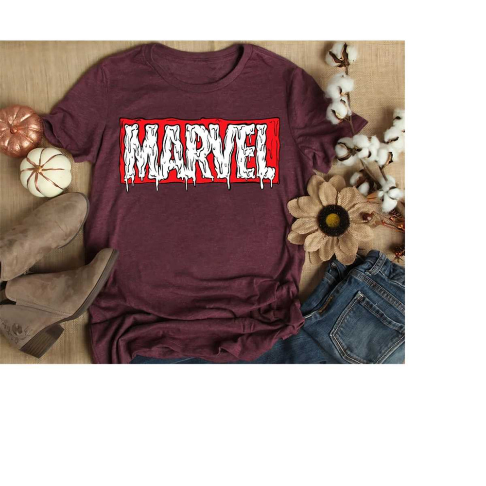 Marvel Logo Melting Paint Drip T-Shirt, Marvel Logo Shirt, Marvel Fan Gift, Disneyland Trip Vacation Gift, Magic Kingdom.jpg