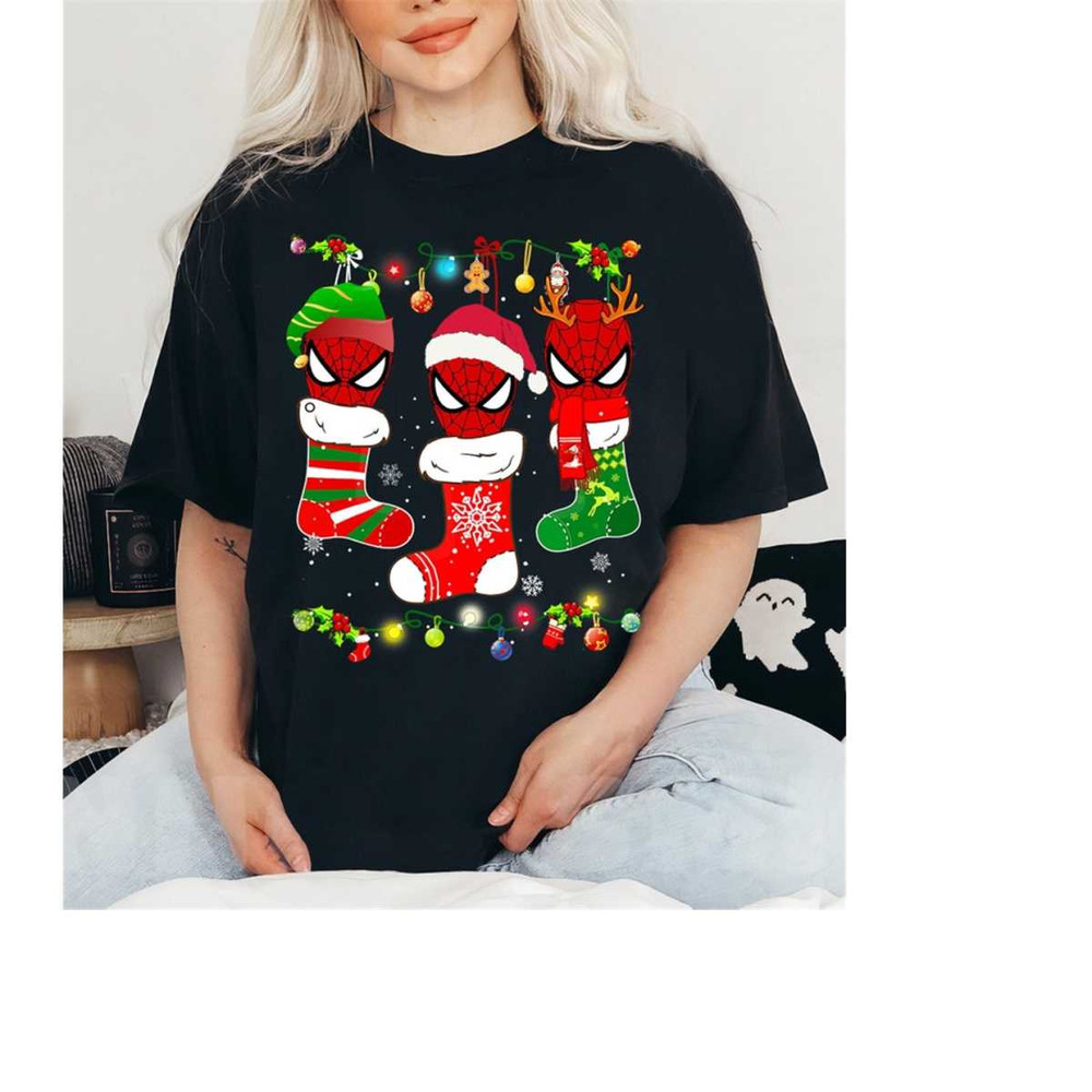 Marvel Spider-man Christmas Lights Holiday T-Shirt Christmas Party 2023 Shirt Disneyland Vacation Holiday, Christmas Squ.jpg