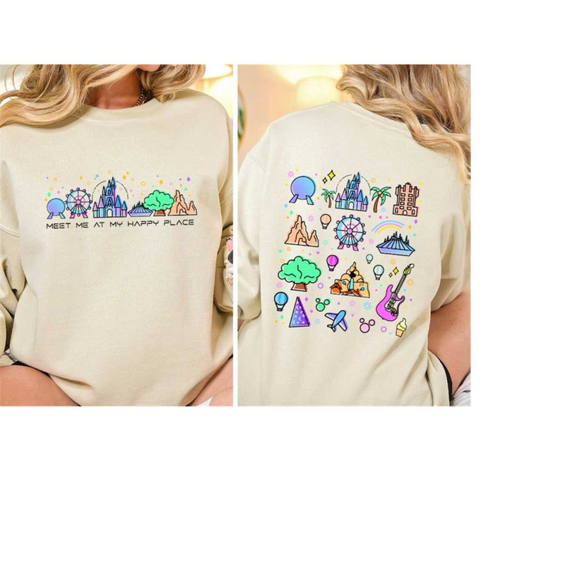 Meet Me At My Happy Place Sweatshirt, Family Vacation Gift Tee, Disneyworld Trip Tee, Disney Park Epcot Tee, Disney worl.jpg