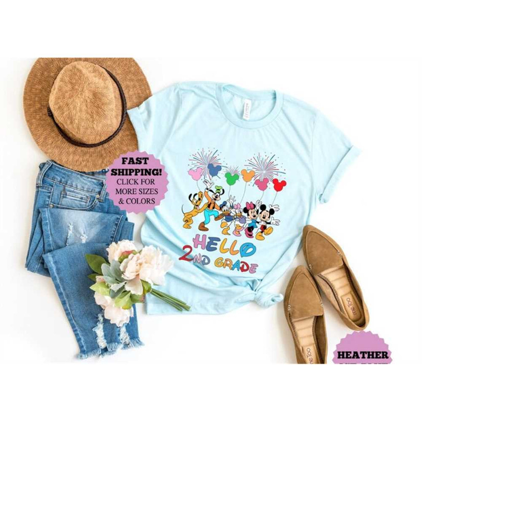 Mickey And Friends Hello 2st Grade Shirt, Disney First Day of School Teacher Shirt, Disney Back To School Gift Shirt, 2s.jpg
