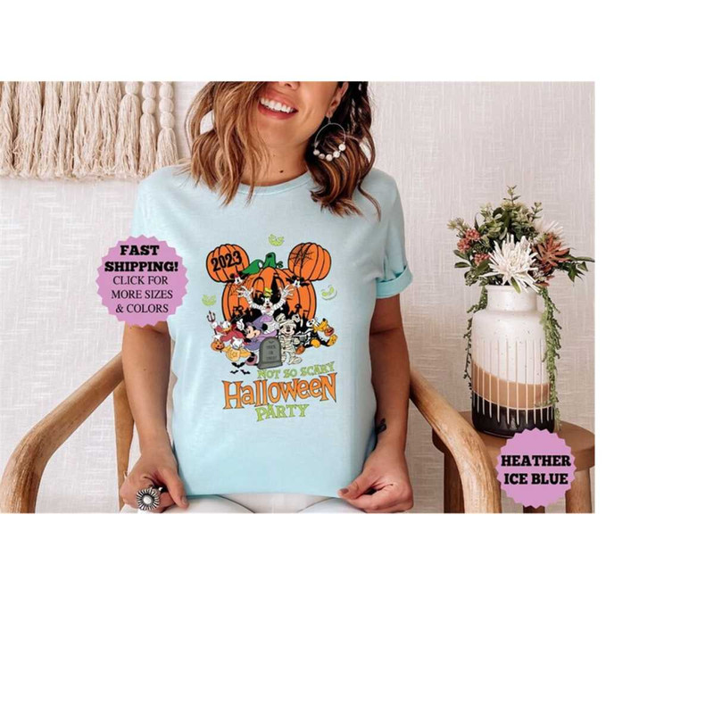 Mickey Not So Scary Halloween Party Shirt, Mickey and Friends Halloween Family Tee, Disney Halloween Vacation Party Shir.jpg