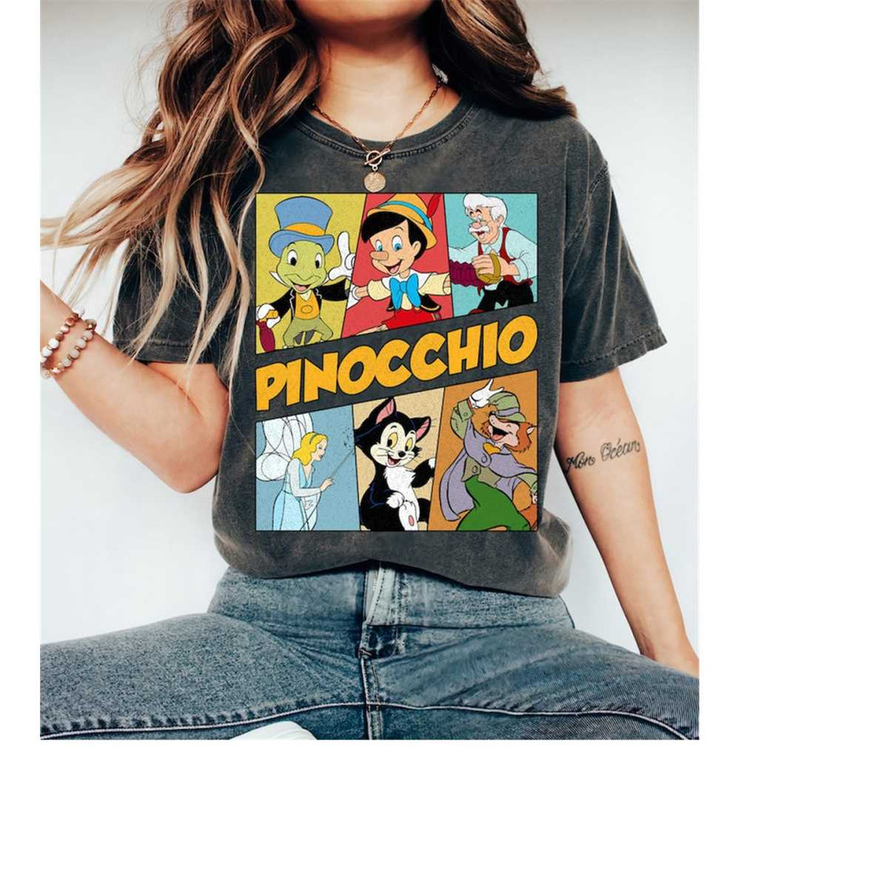 Retro 90s Disney Pinocchio Group Characters Shirt, Pinocchio, Jiminy Cricket Shirt, Disney Matching Family Shirt, WDW Di.jpg