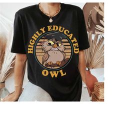 retro archimedes highly educated owl shirt, the sword in the stone tshirt, magic kingdom, disneyland epcot family trip