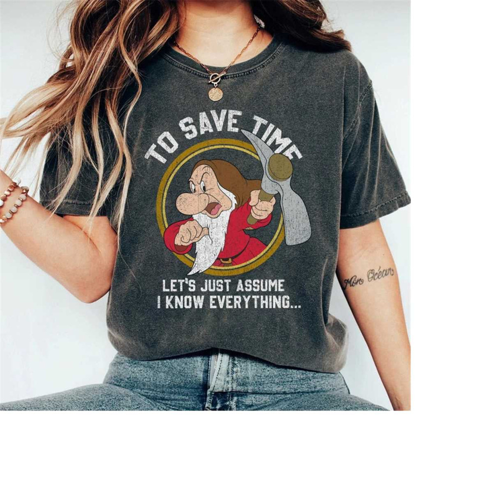 Retro Disney Grumpy Dwarf To Save Time Shirt, Disneyland Vacation, Unisex T-shirt Family Birthday Gift Adult Kid Toddler.jpg