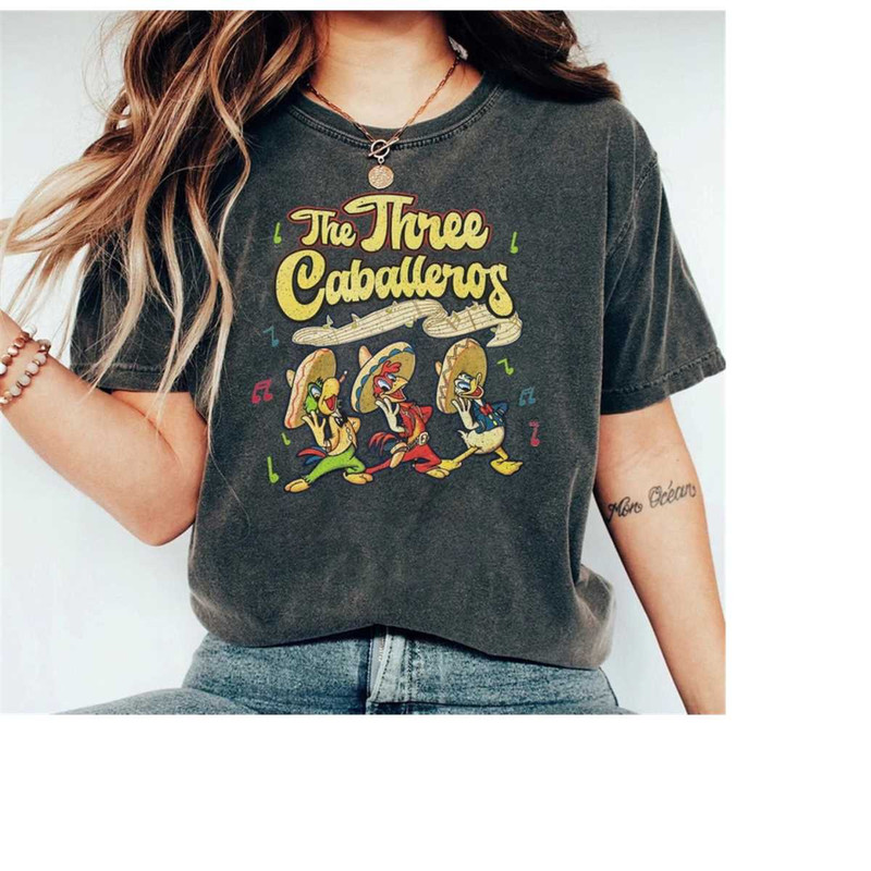 Retro Disney The Three Caballeros Classic Donald Duck Jose Carioca Panchito Pistoles Shirt, Unisex T-shirt Birthday Gift.jpg