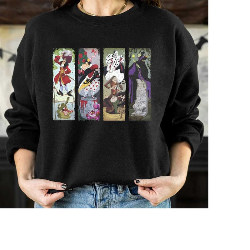 Retro Haunted Mansion Villains Portraits, Evil Queen, Cruella, Captain Hook, Disney Disneyland Halloween Family Vacation.jpg