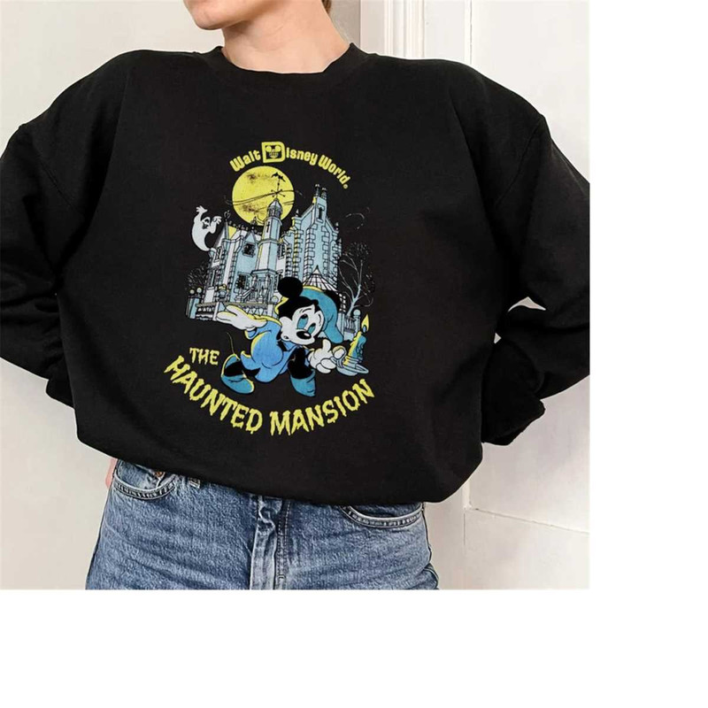 Retro Scary Mickey The Haunted Mansion Sweatshirt, Disney Halloween Shirt, Disneyland Trip Family Vacation Gift, Hallowe.jpg