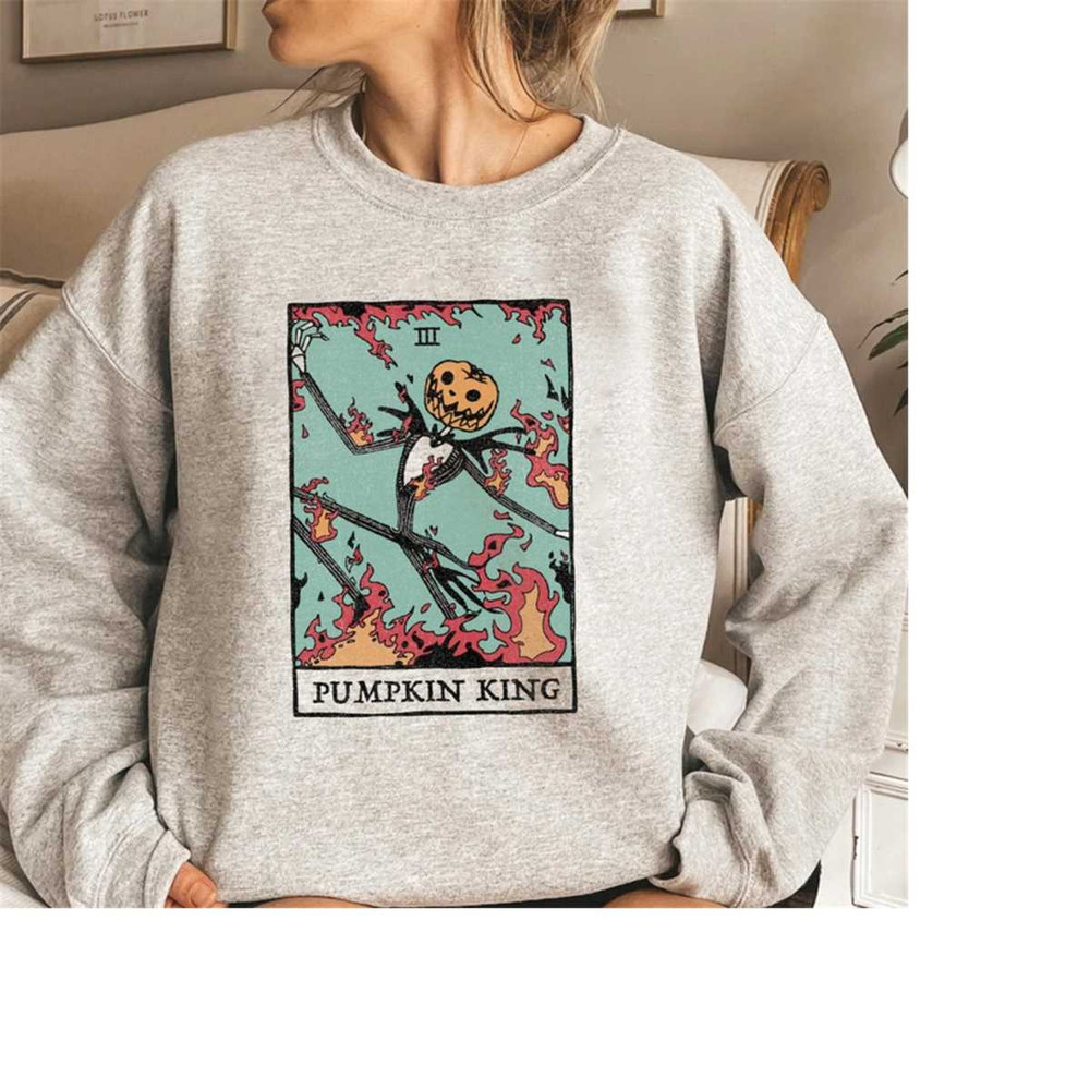 Retro Tarot Card Disney The Nightmare Before Christmas Pumpkin King Unisex T-Shirt, Halloween Party Gift, Jack and Sally 1.jpg