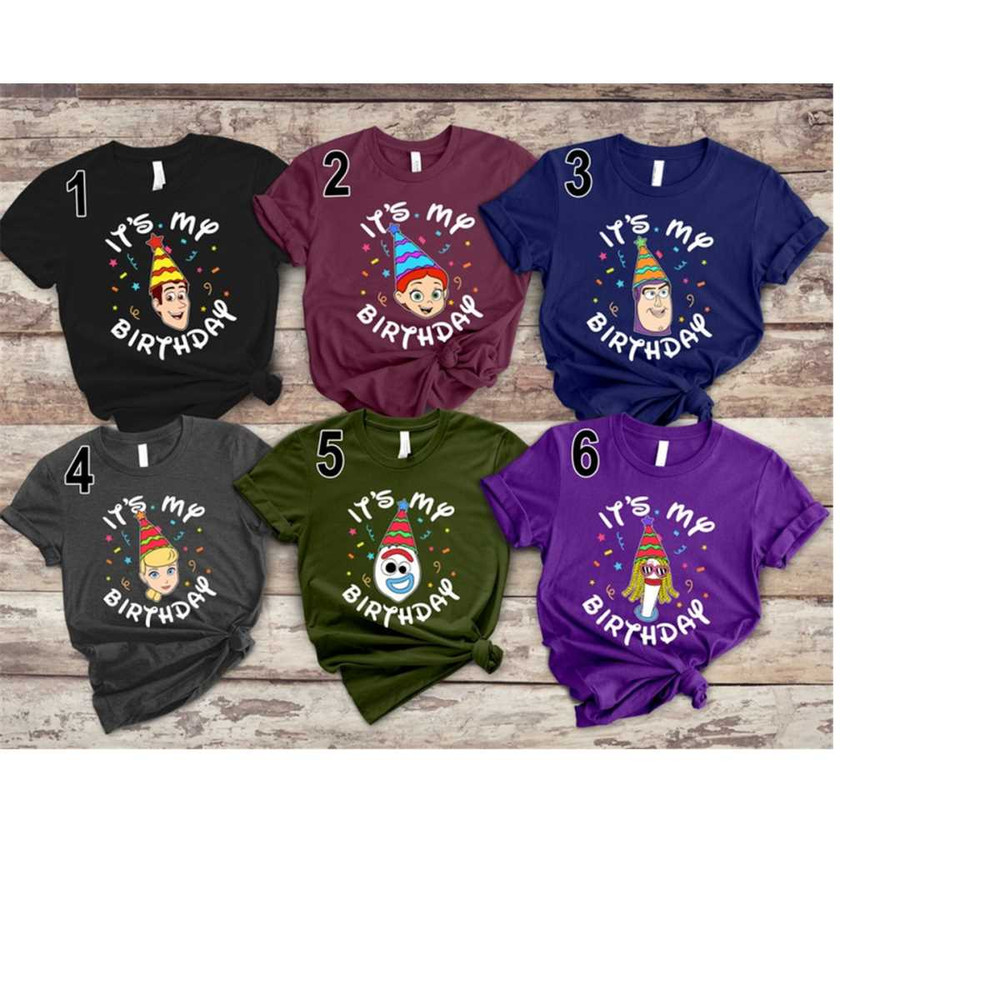 Disney Toy Story It's My Birthday 90's Portrait T-Shirt, Buzz Jessie Woody Forky Bo Peep Birthday Party Shirt, Disneylan.jpg