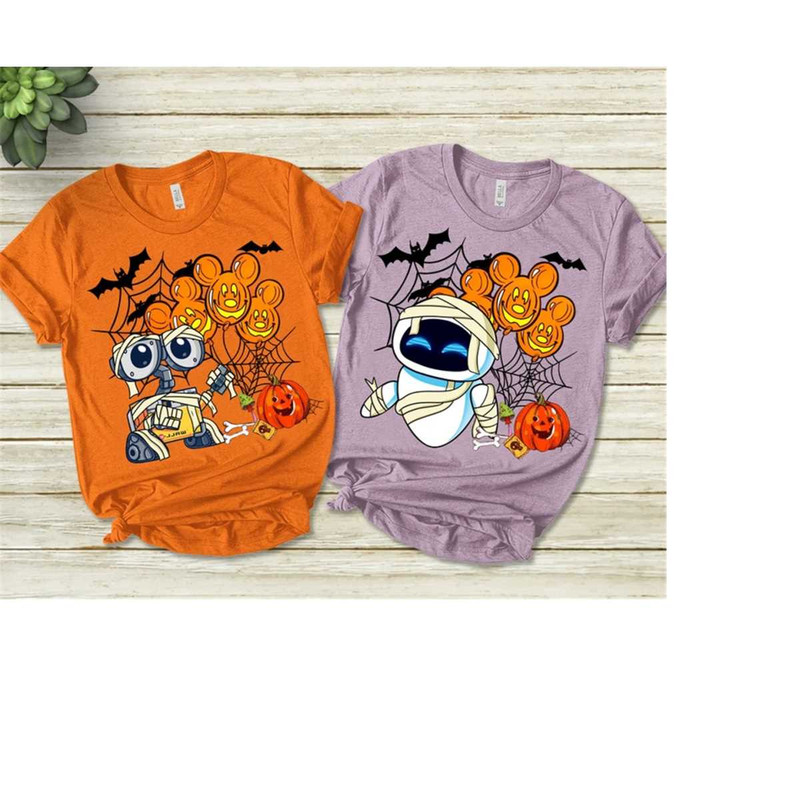 Disney Wall-E and Eve Mummy Halloween Witch Costume Shirt, Scary Balloon Tee, Disneyworld Halloween Couple Shirt, Hallow.jpg