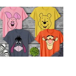 disney winnie the pooh tigger eeyore pooh piglet large face smiling face shirt, disneyland family matching shirt, epcot