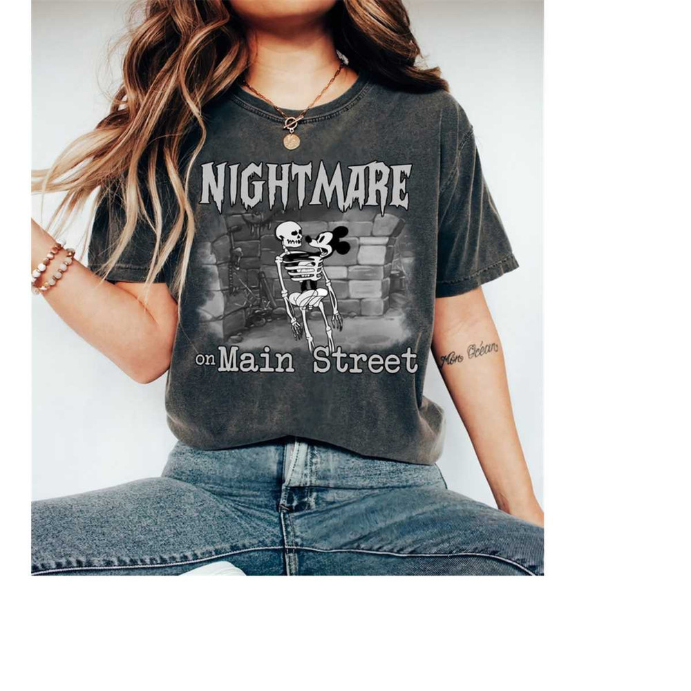 Nightmare On Main Street Mickey In Skeleton Silly Vintage Shirt, Silly Symphony Halloween T-shirt, Mickey's Not So Scary.jpg