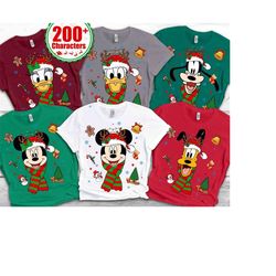 personalized disney characters christmas shirt, customized family matching christmas shirt, xmas lights custom name sant
