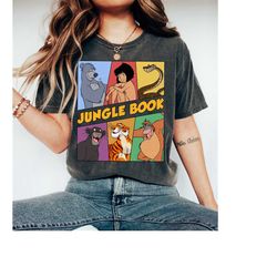 retro 90s disney the jungle book group character shirt, vintage, mowgli, shere khan, kaa and baloo shirt, disneyland mat