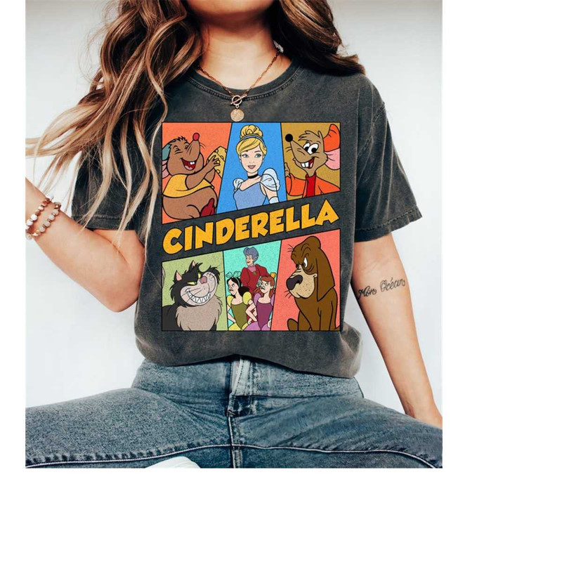 Retro 90s Vintage Disney Cinderella Group Characters Shirt, Cinderella Princess, Jaq and Gus Shirt, Disney Matching Fami.jpg