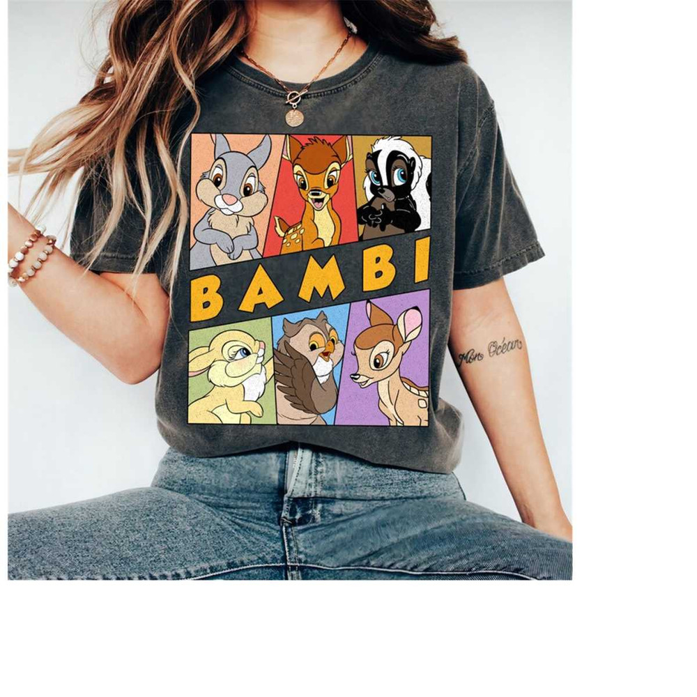 Retro Disney Bambi Characters Shirt, Bambi, Flower, Thumper, Faline, Owl, Geno and Gurri,Disneyland WDW Matching Family.jpg