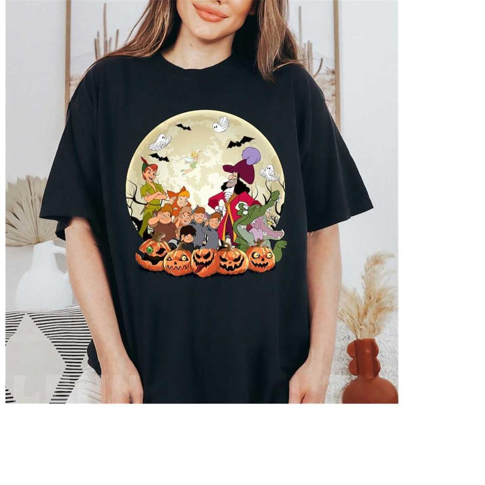 Retro Disney Peter Pan Halloween Shirt, Peter Pan, Tinker Bell,Captain Hook Pumpkin Halloween Tee,Disneyland Halloween P.jpg