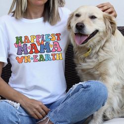 happiest mama on earth t-shirt, matching mouse ears shirts, colorful family trip shirts, shirts for mom, mothers day gif