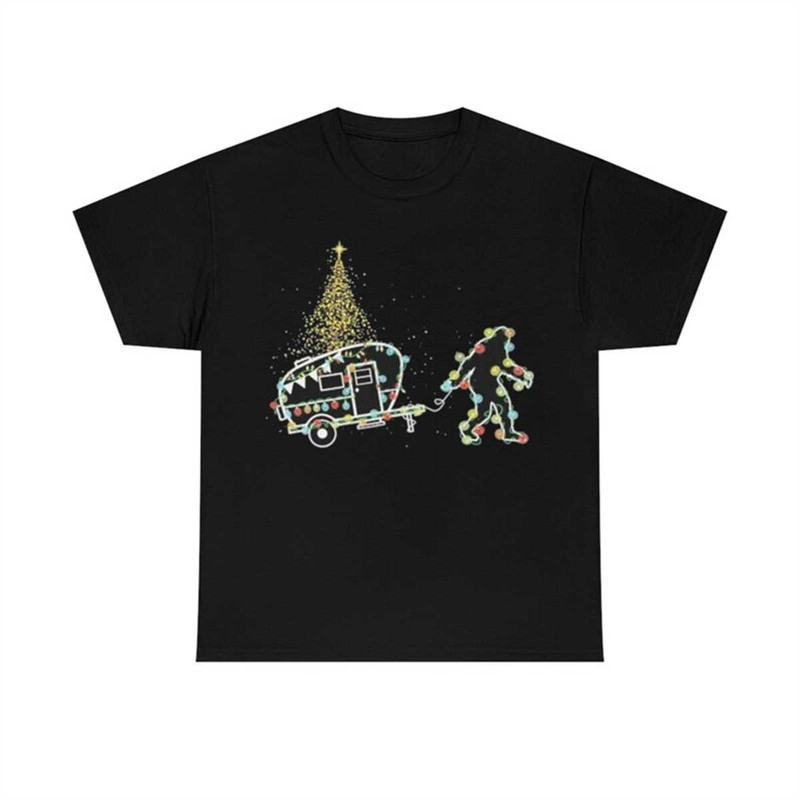 Bigfoot Camping Light Xmas Christmas T-Shirt.jpg