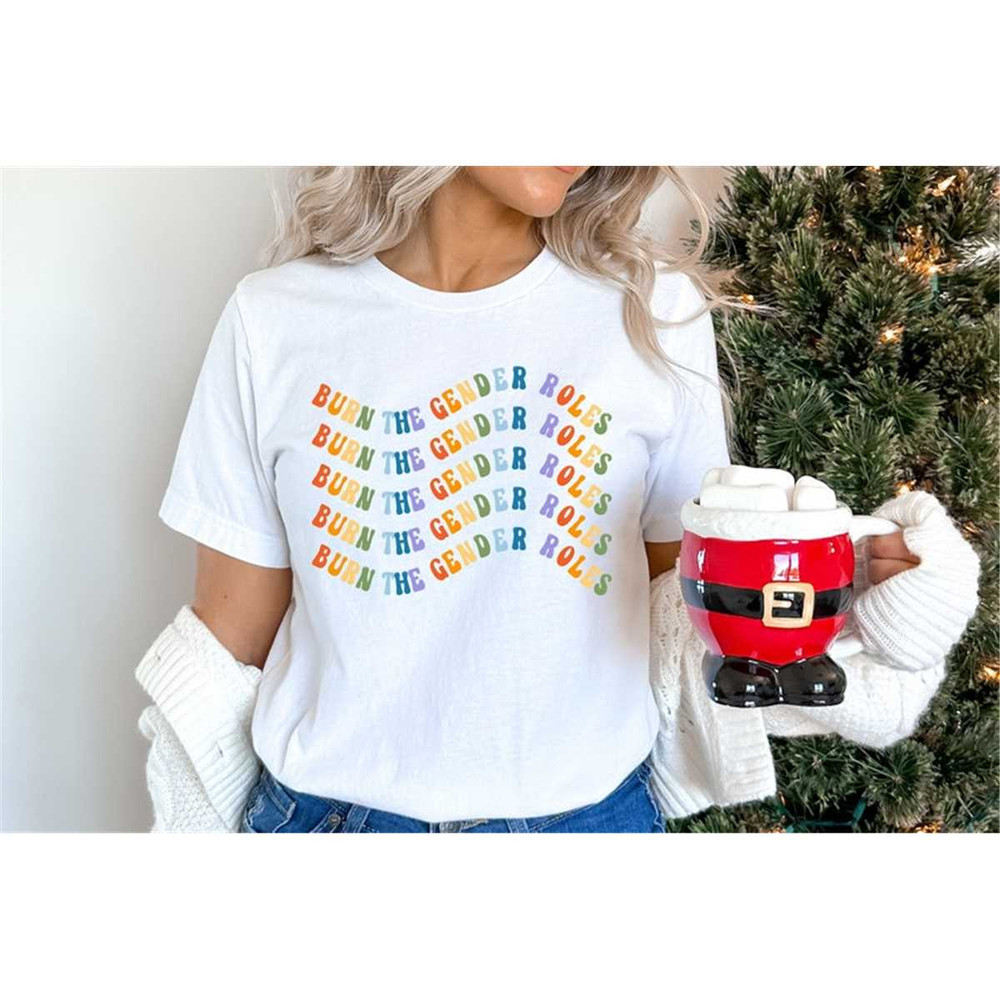 Burn The Gender Roles Shirt, LQBTQ Support Shirt, Rainbow Lips, Pride tee!.jpg