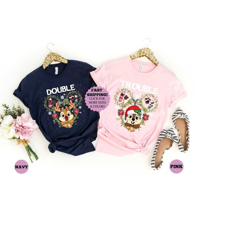 Chip and Dale Christmas shirt, Double Trouble Christmas Shirt, Disney Couple Shirts, Disney Family Shirts, Disney Vacati.jpg