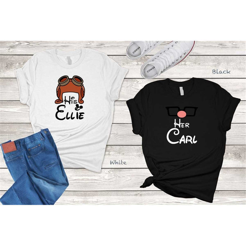 Couple shirts, Carl and Ellie, Matching Shirts, His Ellie & Her Carl Shirts, His and Hers, Bride and Groom, Wife and Hus.jpg