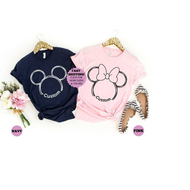 Custom Minnie and Mickey Shirts, Disney Matching Couples Shirt, Matching Family Shirt, Personalized Name Minnie and Mick.jpg