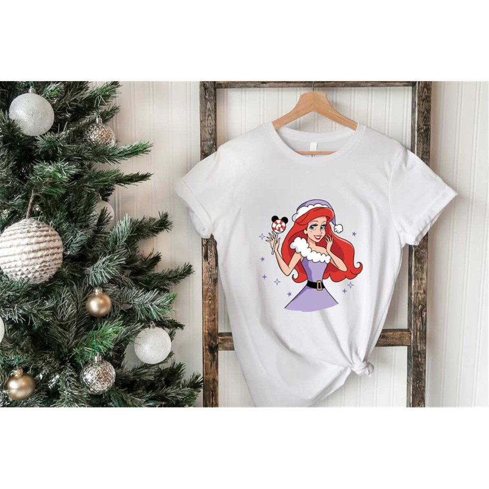 Disney Christmas Shirt, Princess Ariel, Disney Princess, Kids Christmas shirt, Disney Castle, Disney World Tee.jpg