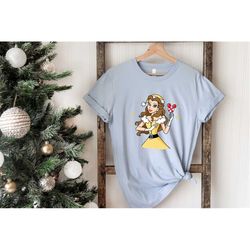 disney christmas shirt, princess belle, disney princess, kids christmas shirt, disney castle, mickey ears, disney world