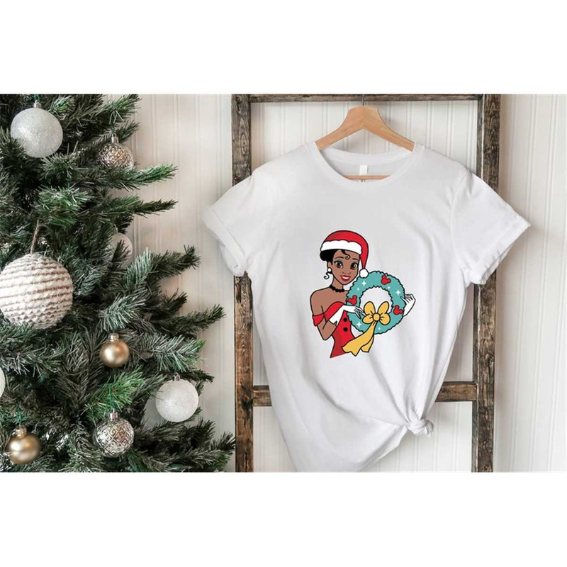 Disney Christmas Shirt, Princess Tiana, Disney Princess, Kids Christmas shirt, Disney Castle, Mickey Ears, Disney World.jpg