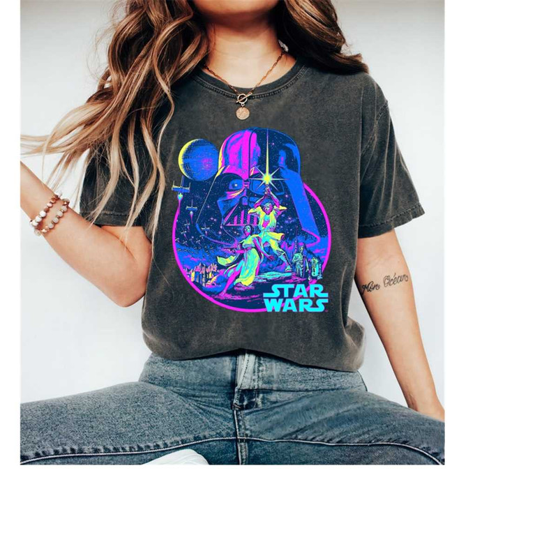 Star Wars Bright Classic Neon Poster Art Graphic Shirt, Star Wars Fan Gift T-shirt, Disneyland Family Vacation Gift, Mag.jpg