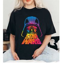 star wars darth vader tie dye helmet graphic tshirt, retro movie star wars shirt, disneyland family vacation gift, magi