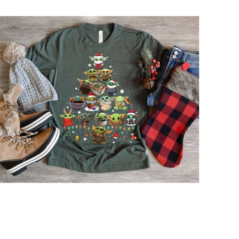 Star Wars Santa Baby Yoda Christmas Tree Shirt, The Mandalorian Xmas Lights Galaxy's Greetings T-Shirt, Star Wars Disney.jpg