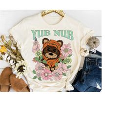 star wars wicket ewok endor yub nub tattoo art shirt, floral ewok star wars celebration, disneyland family trip vacation