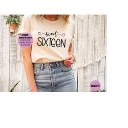 sweet 16 tshirt, hello sixteen shirt, sweet sixteen gift, 16th birthday gift for girls, sixteenth birthday shirt, 16th