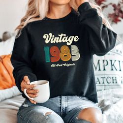 1983 vintage style sweatshirt, 40th birthday gift, 1983 retro hoodie, a092