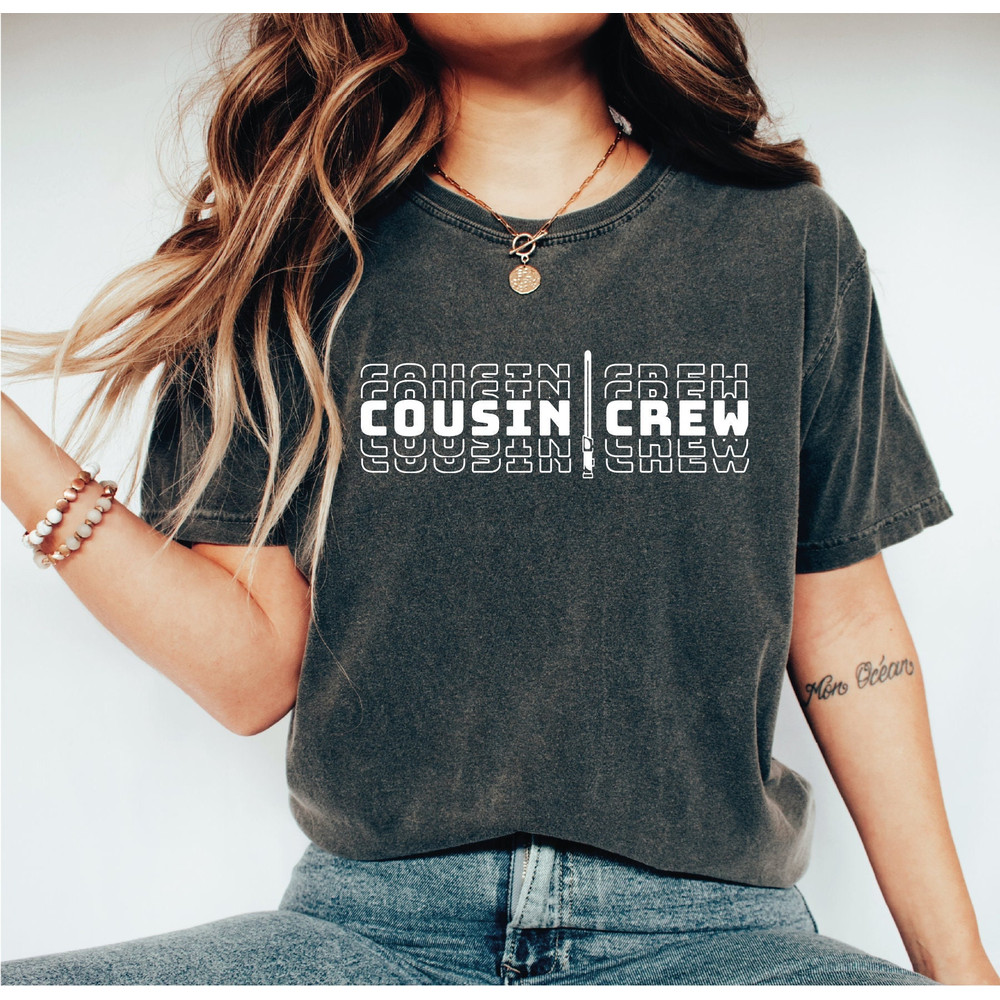 Cousin Crew Shirt with Lightsabers, Retro Cousin Shirt, Matching Cousin Tee, Cousin Gift, Vintage Cousin Crew Shirts, Family Shirt, A358.jpg
